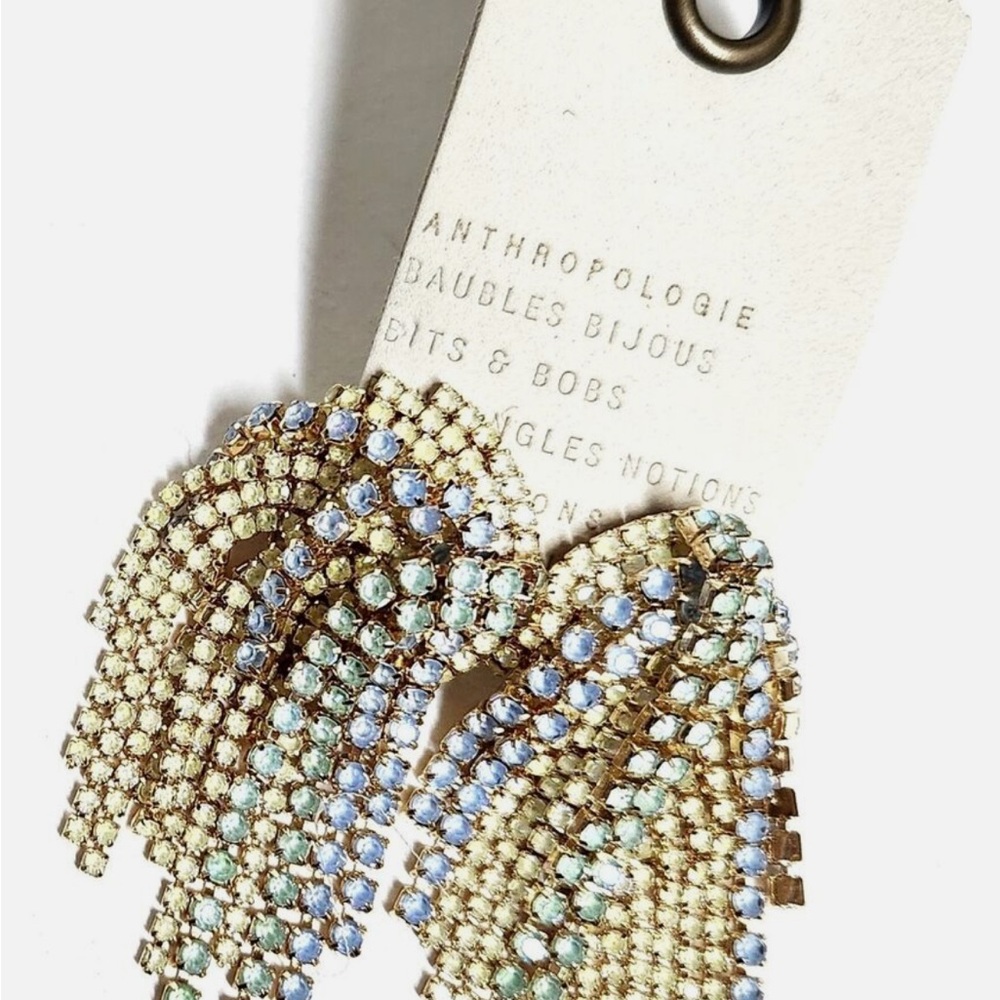 Anthropologie Crystal Fringe Earrings